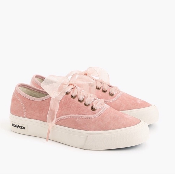 J. Crew Shoes - J. Crew SeaVees Pink Velvet Platform Sneakers 7.5